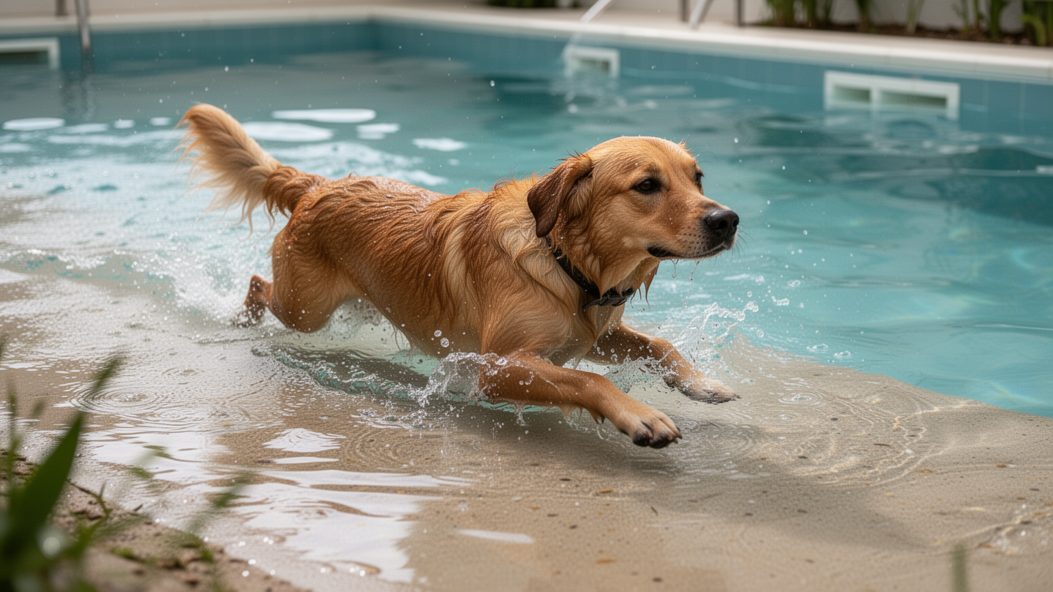 A dog swimming in water, demonstrating low-impact controlled exercise for hip dysplasia management.